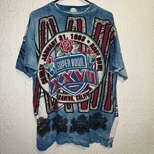 Vintage 1992 Super Bowl XXVI NFL Football AOP All Over Print Ritz Shirt L